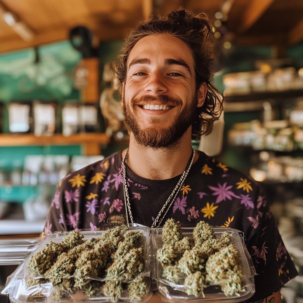 happy budtender at work